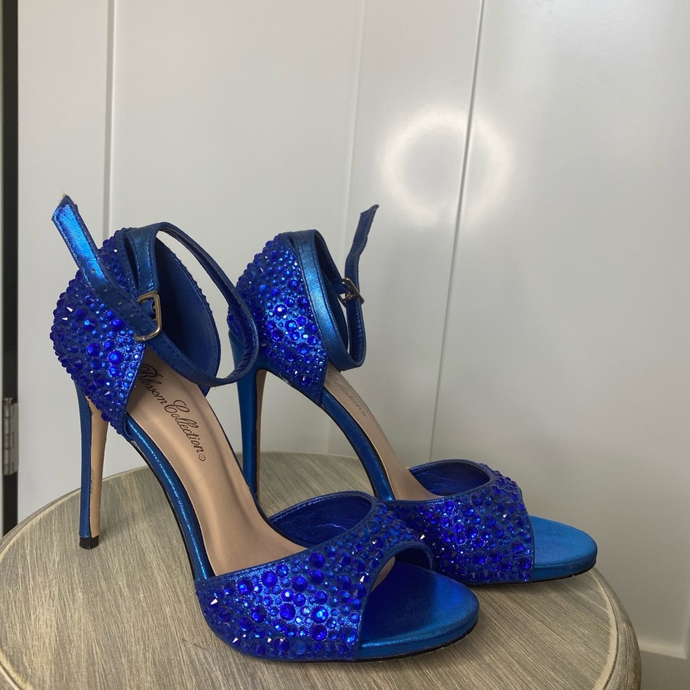 Sparkly Blue Strappy Heels